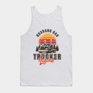 Vintage sunset long haul truck, Husband Dad Trucker Legend Tank Top